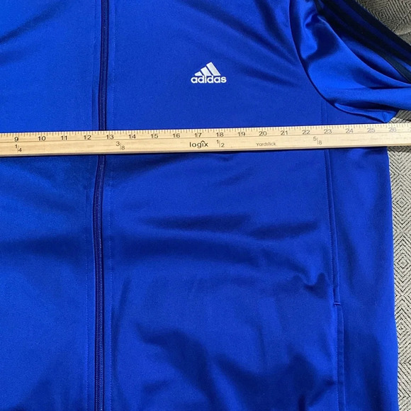 Adidas Full Zip Men’s XXL Blue 3 Striped Sweatshirt Polyester - Picture 5 of 7